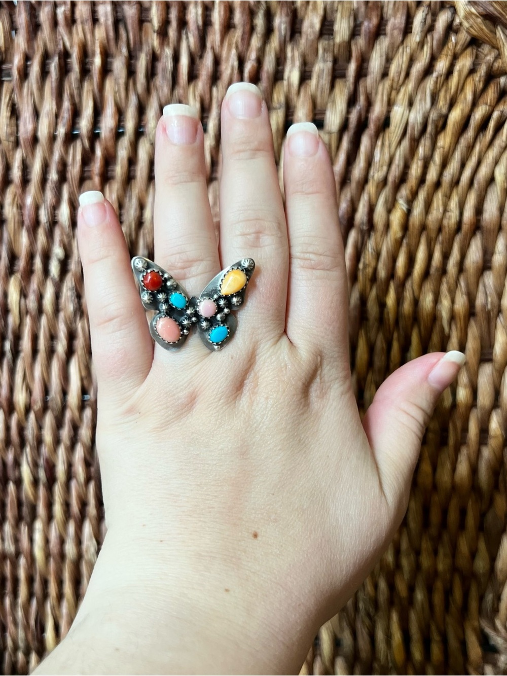Sterling Silver Multi Stone Butterfly Ring Size 8 Adjustable - Picture 9 of 11